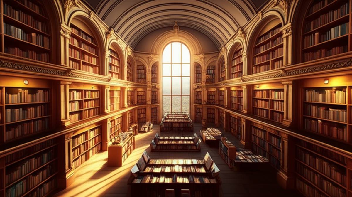 کتاب فروشی با قفسه های قوس دار – زیبایی و خلاقیت در طراحی داخلی